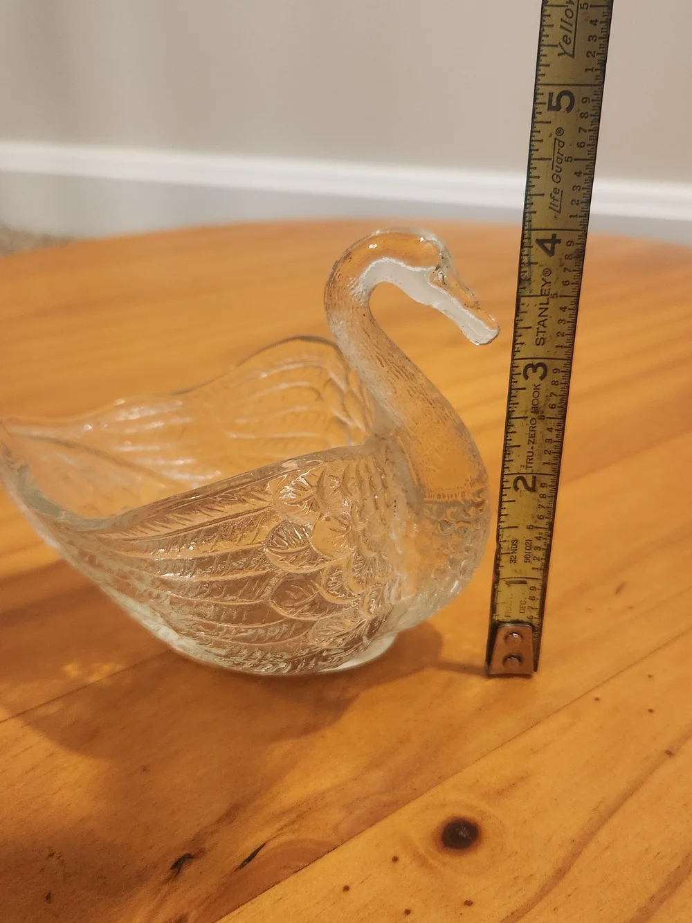 Vintage Imperial Clear Glass Swan Candle Holder/QTip Holder/Match Holder